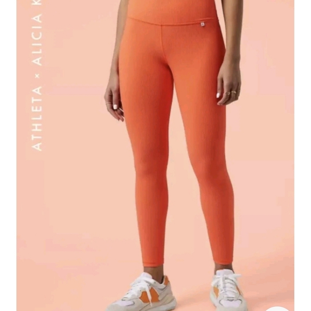 ATHLETA X Alicia Keys ELATION Jewel Orange Ribbed Leggings
